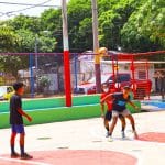 Cancha deportiva rehabilitada en el barrio Andrés Castro